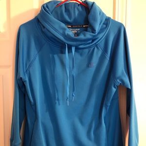 Cowl neck, athletic sweatshirt